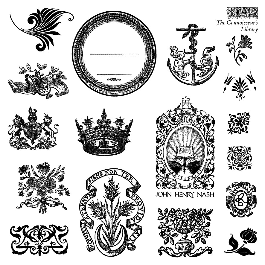 The Connoisseur’s Library IOD Stamp 6” x 6” Four Sheet Boxed Set