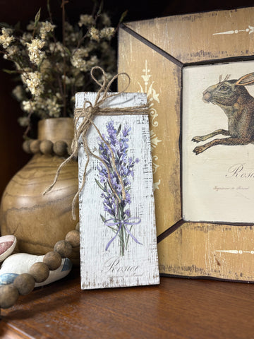 Rustic Lavender Wooden Block Decor