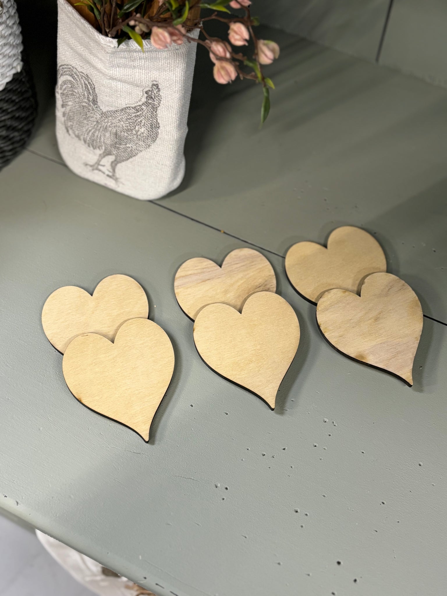 Set of 6 | Small Heart Shaped Wooden Blanks |