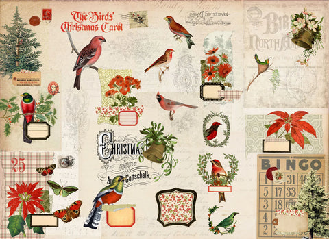 Roycycled Christmas Flock Masterboard Decoupage Paper | NEW