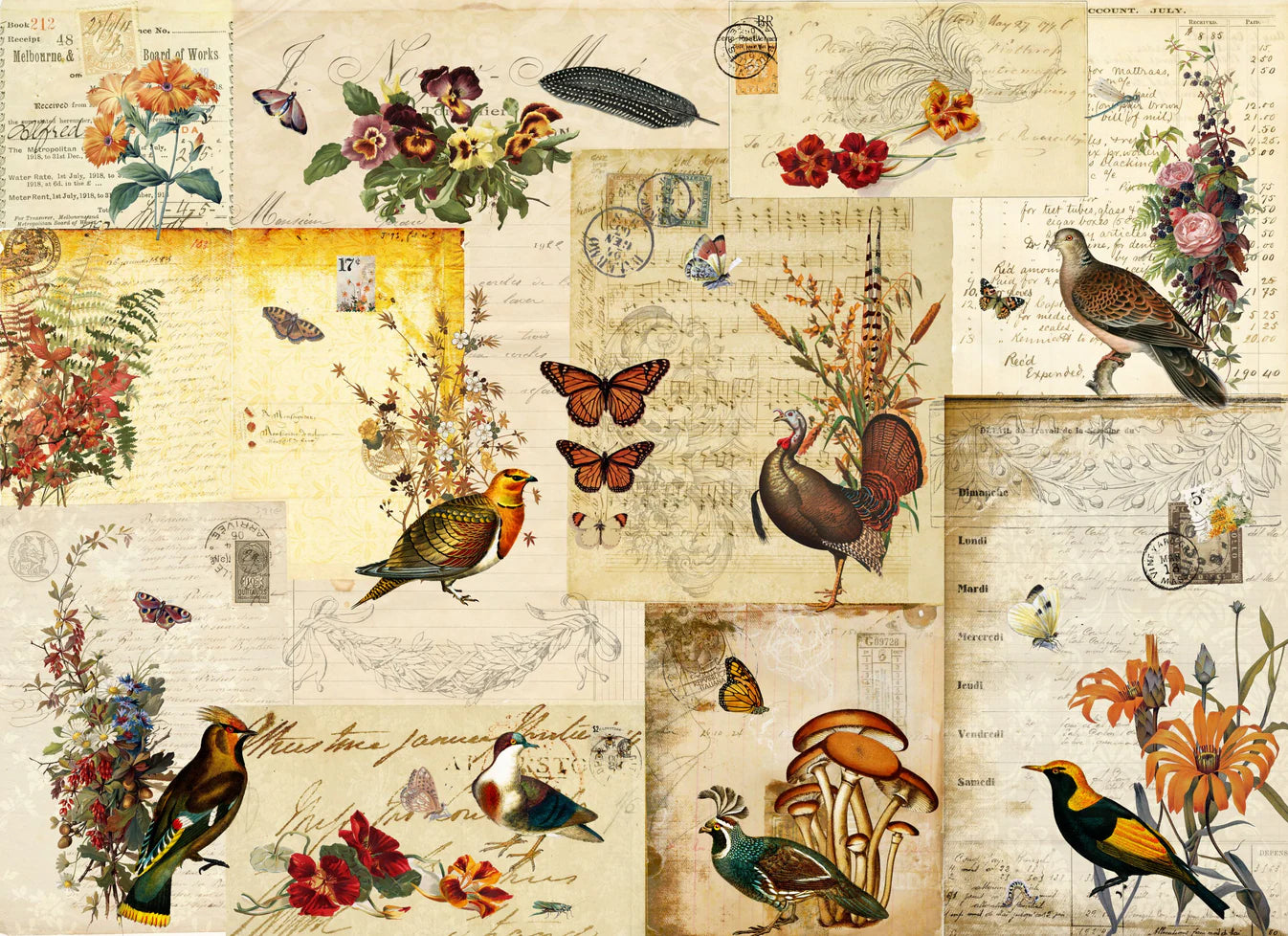 Roycycled Fall Flock Masterboard Decoupage Paper | NEW