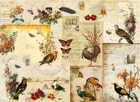 Roycycled Fall Flock Masterboard Decoupage Paper | NEW