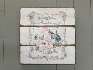 Handmade French Word Wooden Wall Decor 16” x 16”