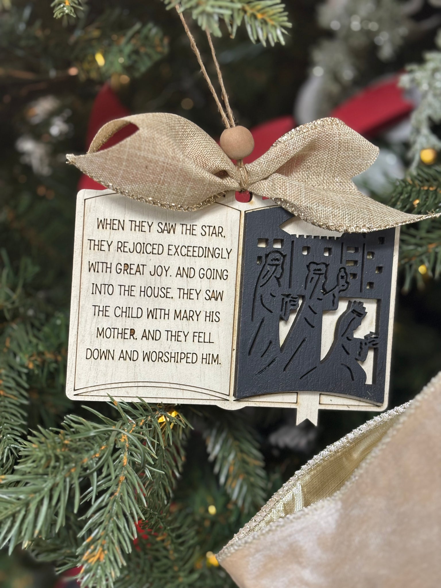 Handmade and Engraved Ornament | Cream | “When They Saw The Star”