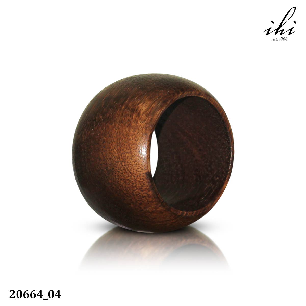 Dark Wood Napkin Ring - Rounded Design