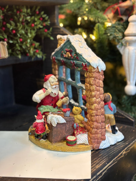 Vintage Santa in Toy Shop and Window
