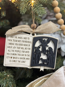 Handmade and Engraved Ornament | Cream | “And The Angel Said”