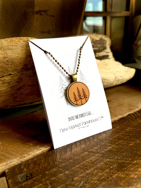 Tree Necklace - Forest Leather Pendant Necklace