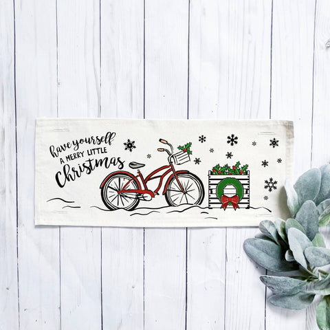 Holiday Panel: Vintage Christmas Snow Winter CHRISTMAS BIKE