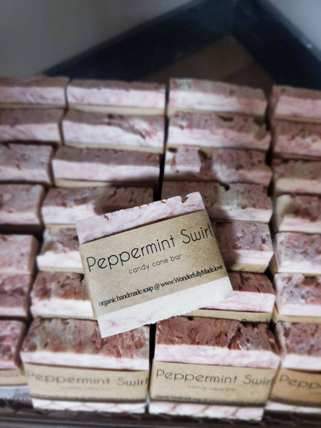 Peppermint Swirl Handmade Bar Soap | Candy Cane Red & white