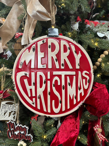 Merry Christmas Metal Ball Sign