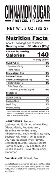 Pop Daddy – Cinnamon Sugar Seasoned Pretzels 3.0oz