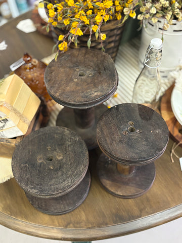 Vintage Dark Wooden Spools