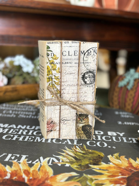 Decoupaged Book Stack
