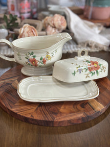 Set | Vintage Mikasa Butter Dish and Gravy Boat