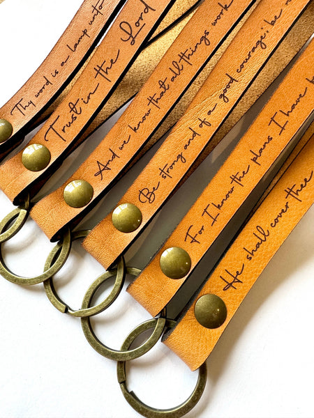 Scripture Wristlet Keychain - Full Grain Leather