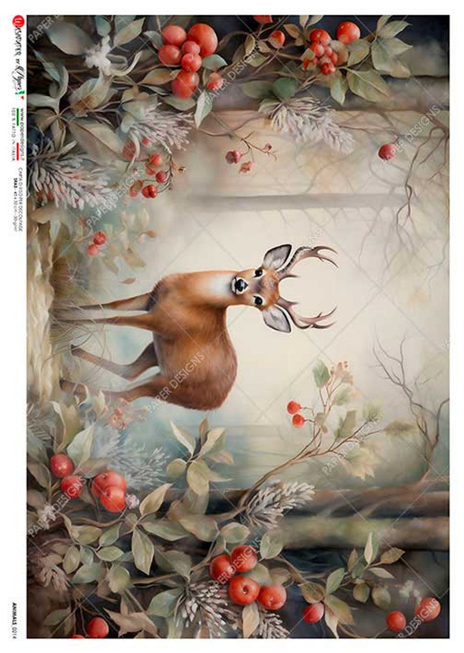 Paper Designs Festive Buck Scene Rice Paper