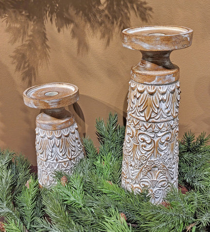 Intricate Neutral Candle Holder