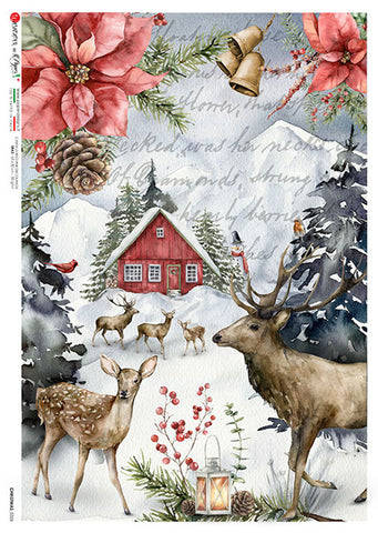 Paper Designs Christmas Barn w/ Deer