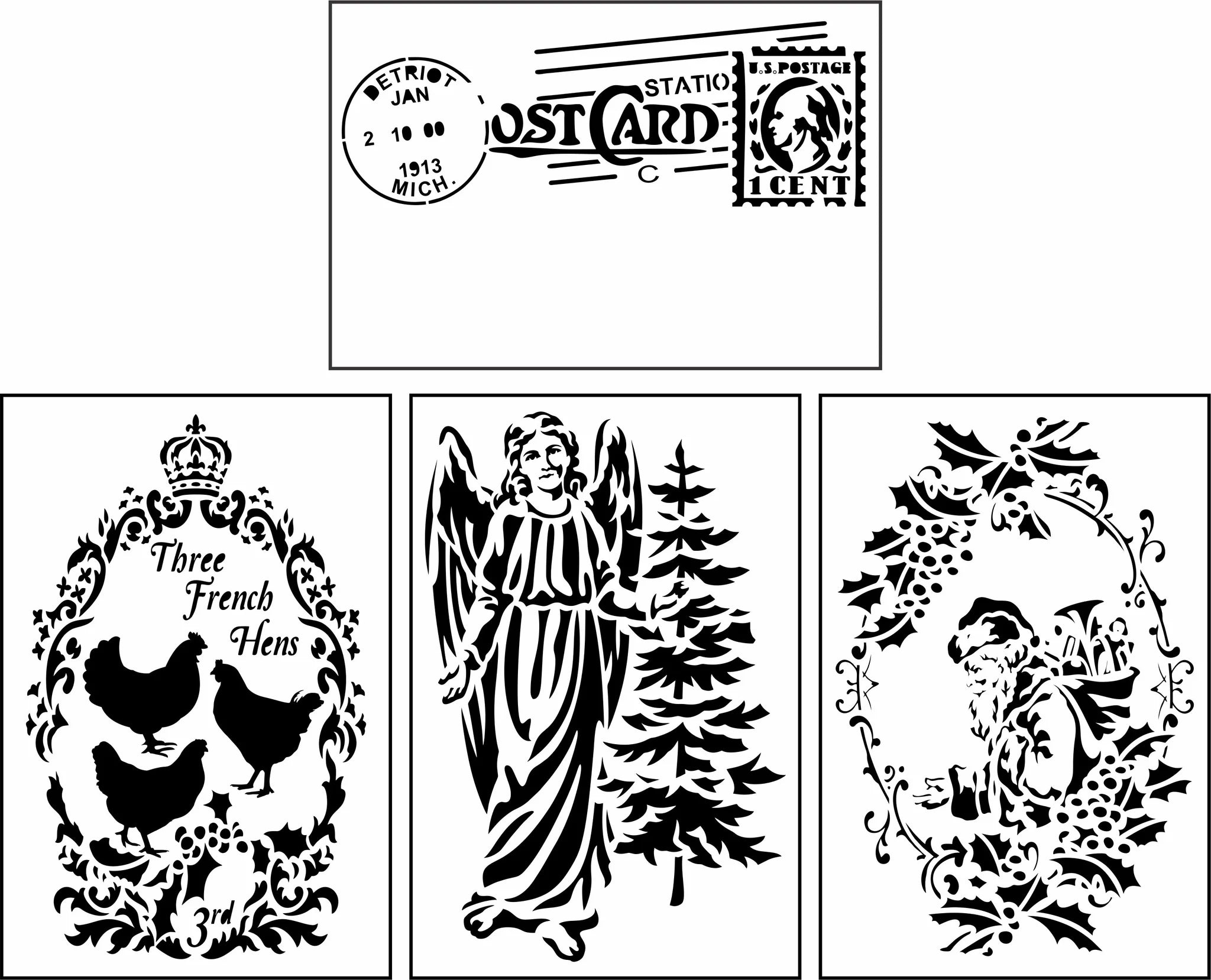 Christmas Postcard 2 | JRV Stencils |