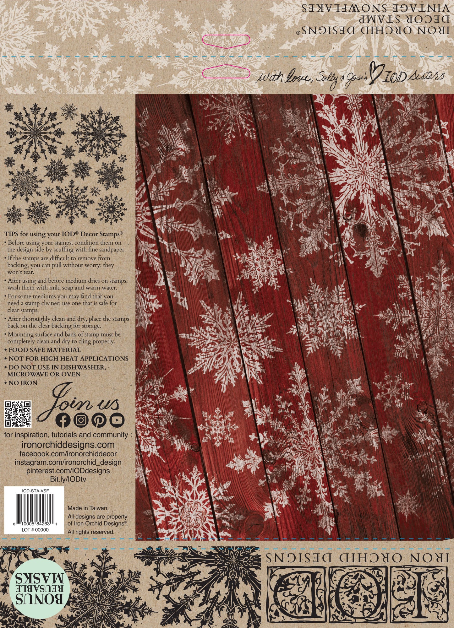 VINTAGE SNOWFLAKES 12X12 IOD STAMP™