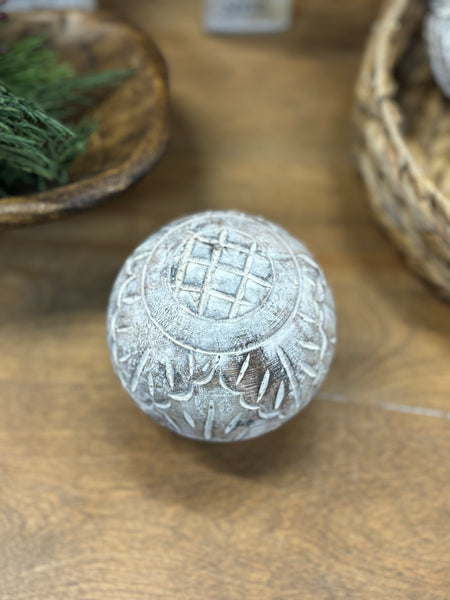 Wooden Decorative Balls | White Wash