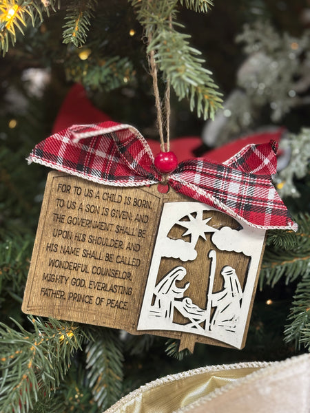 Handmade and Engraved “A Child Is Born” Ornament