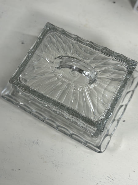 Vintage Glass Slanted Butter Dish