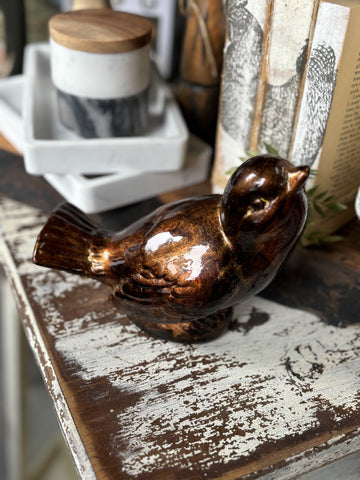 Copper Bronzed Ceramic Bird