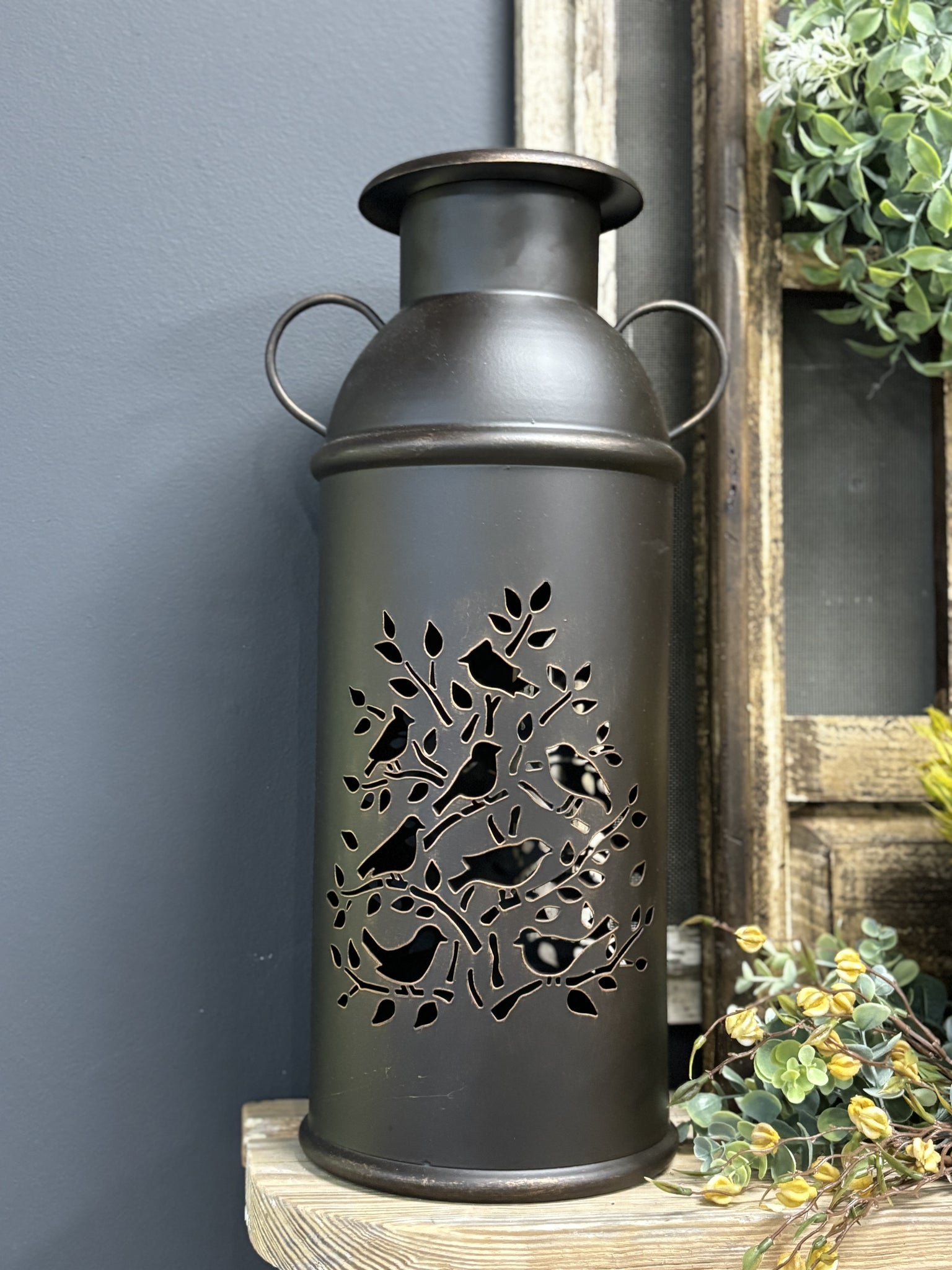 Punched Metal Milk Jug Decor 18”