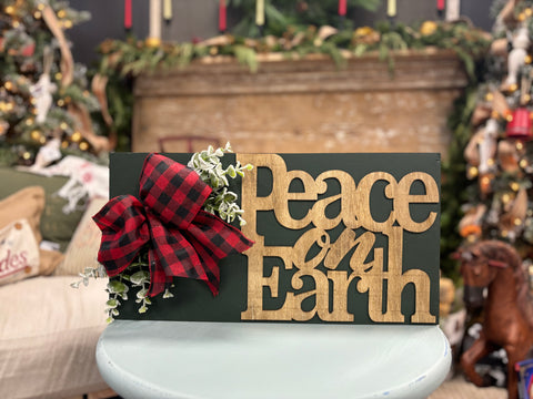 Peace on Earth 3D Embellished Sign with Floral Ephemera