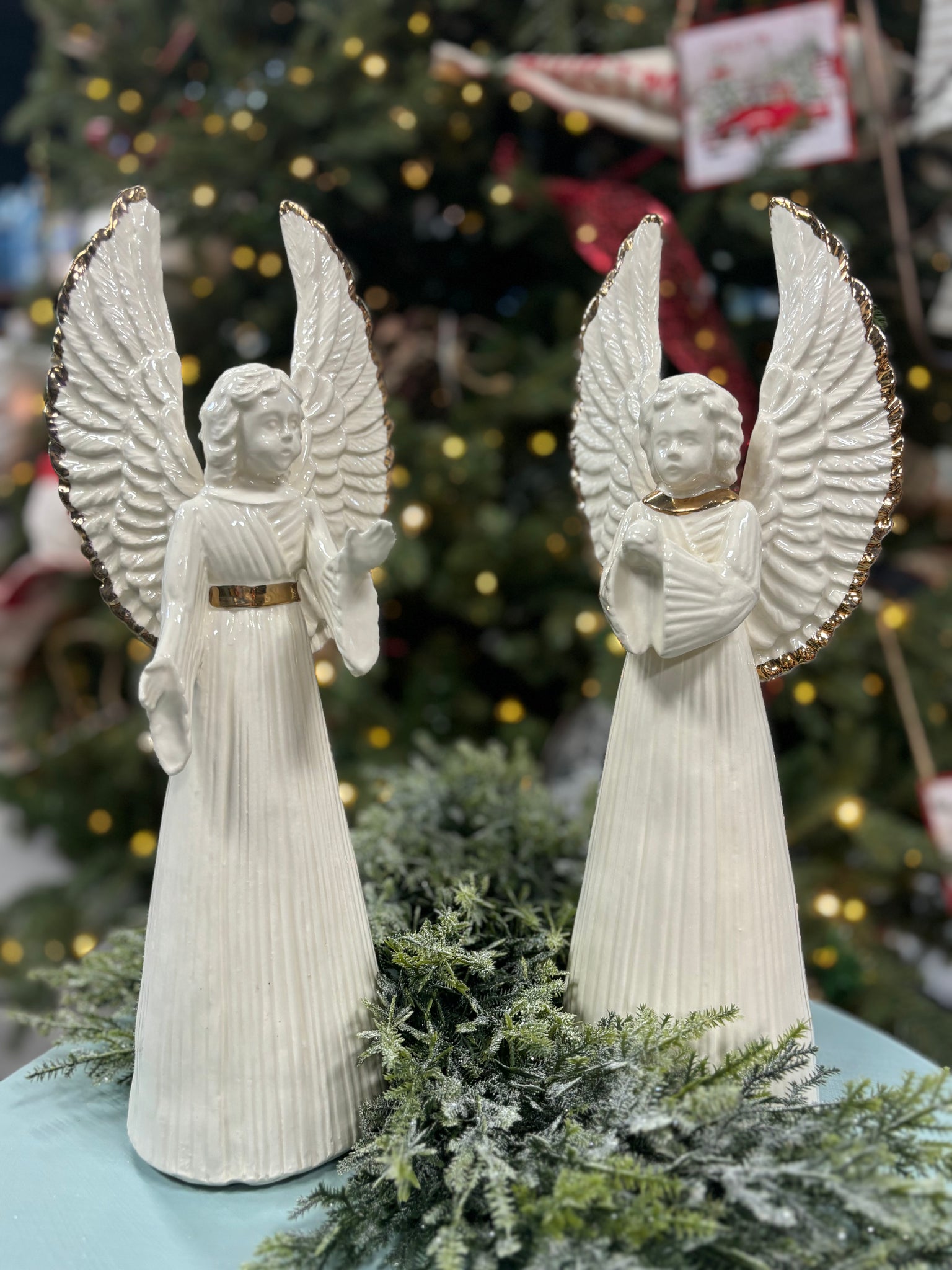 Mud Pie Ceramic Angels Candle Holders (Set of 2)