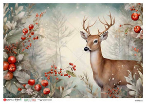 Paper Designs Festive Buck Side Portrait Rice Paper