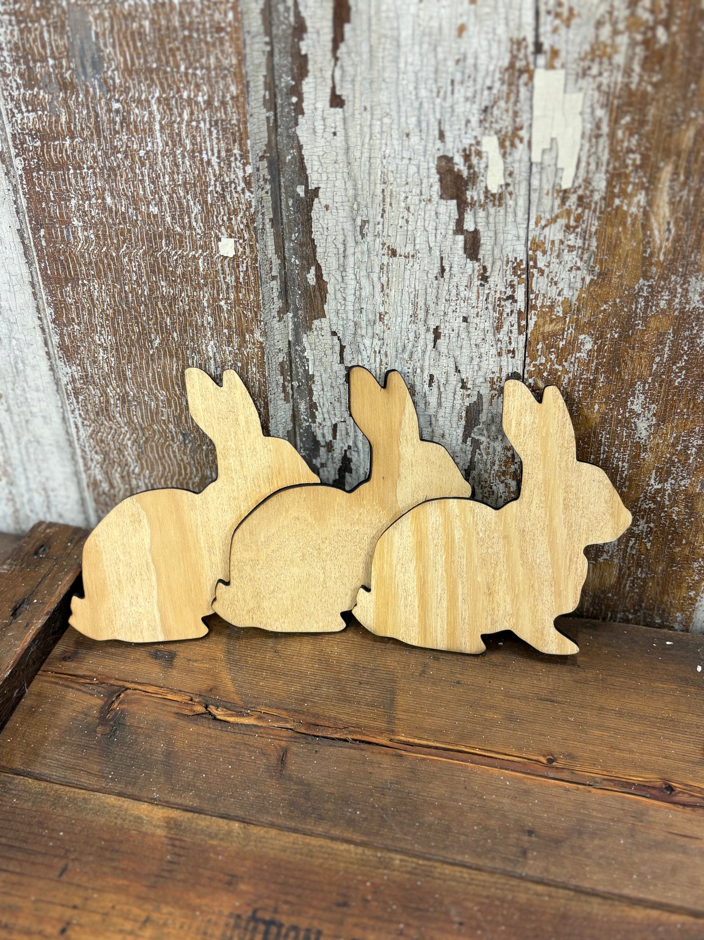 Set of 3 | Bunny Shaped Wooden Blank (4” x 5”)