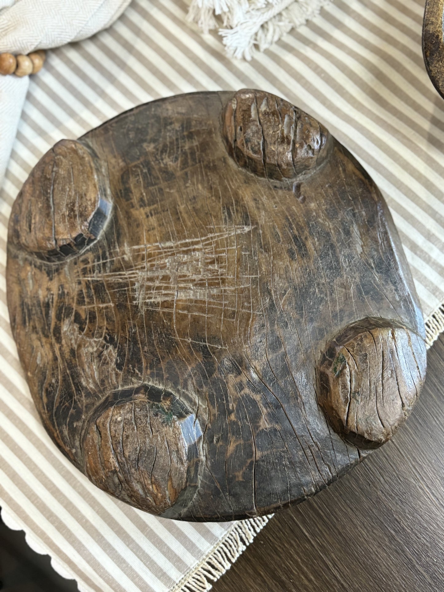 Rustic Carved Wooden Riser