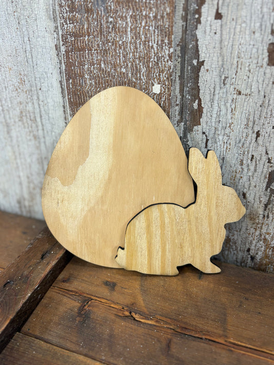 Bunny & Egg Shaped Wooden Blank