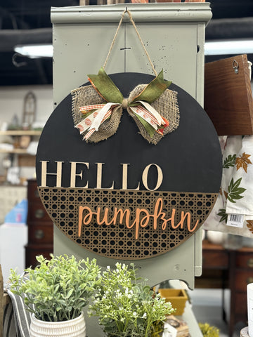 Hello Pumpkin Wooden Door Hanger