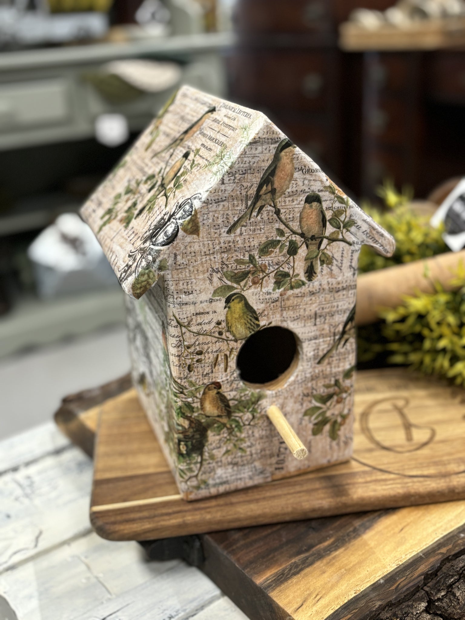 Wooden Decoupaged Birdhouse
