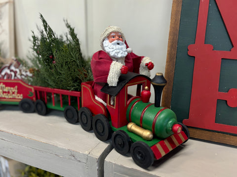 Vintage Wooden Santa and Train