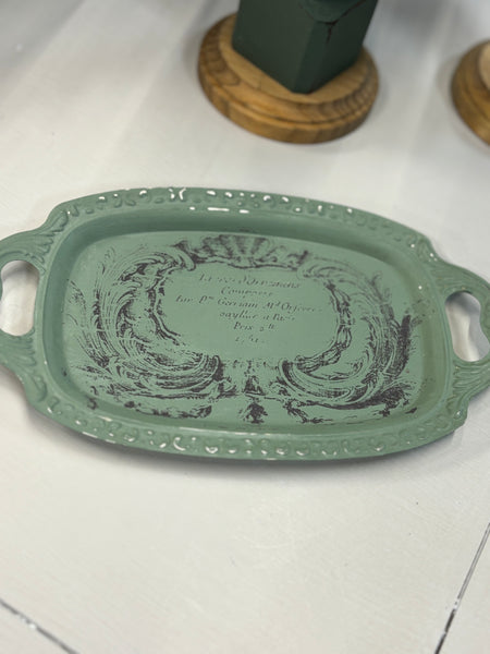 Sage Distressed Metal Trinket Tray