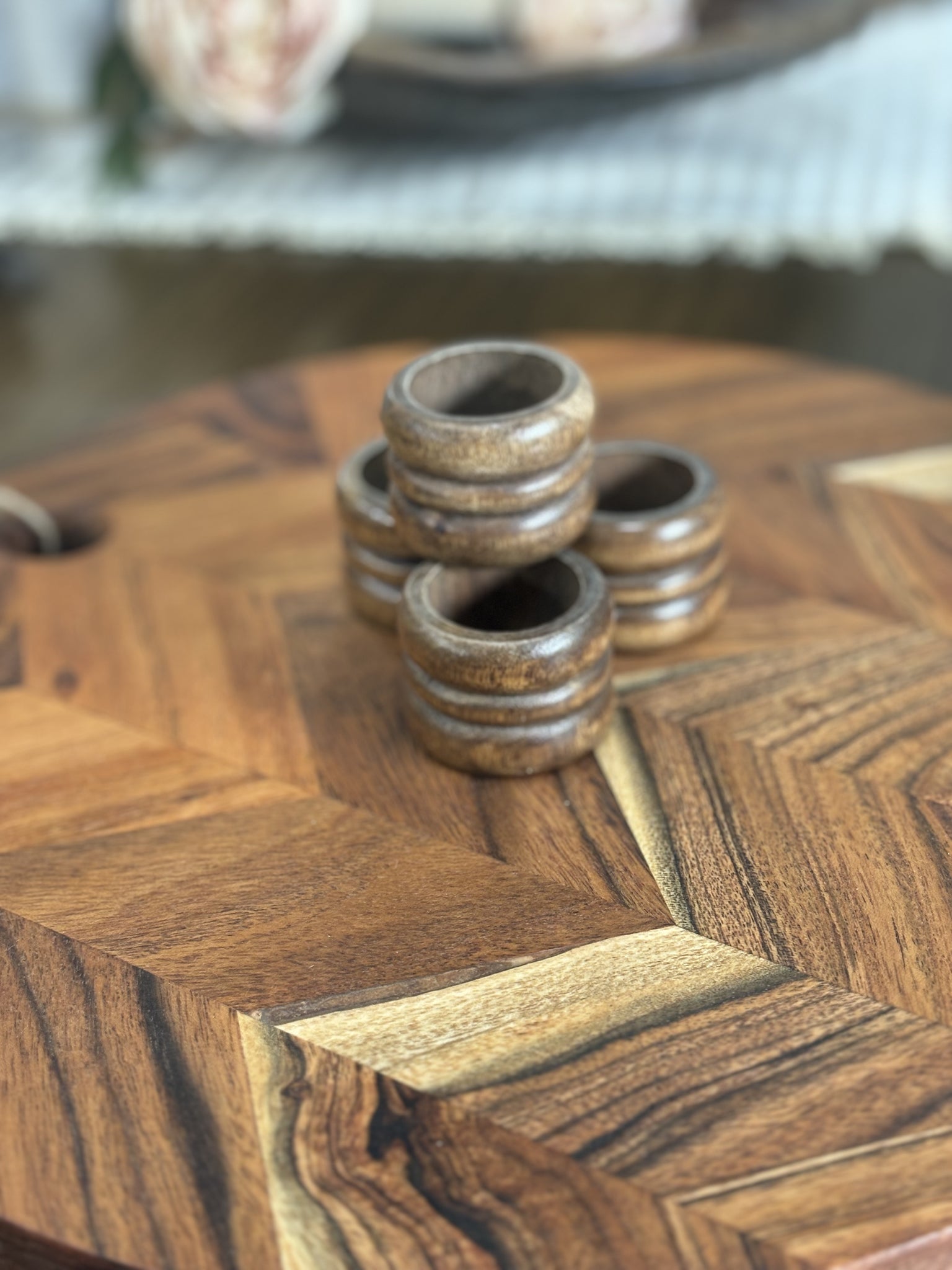 Set of 4 | Vintage Wooden Napkin Rings