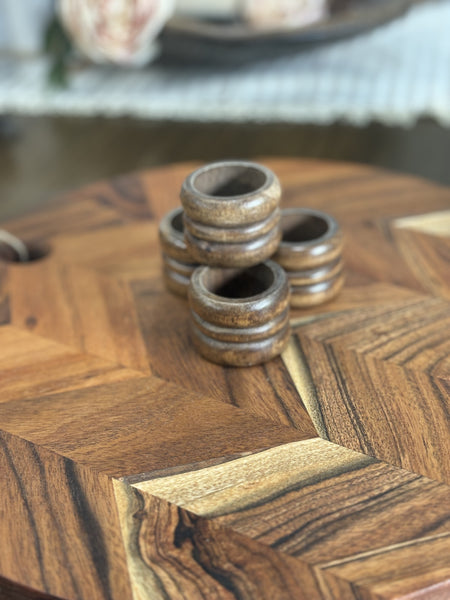Set of 4 | Vintage Wooden Napkin Rings