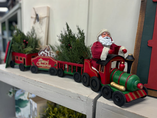 Vintage Wooden Santa and Train