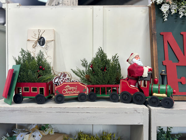 Vintage Wooden Santa and Train