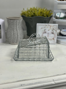 Vintage Glass Slanted Butter Dish