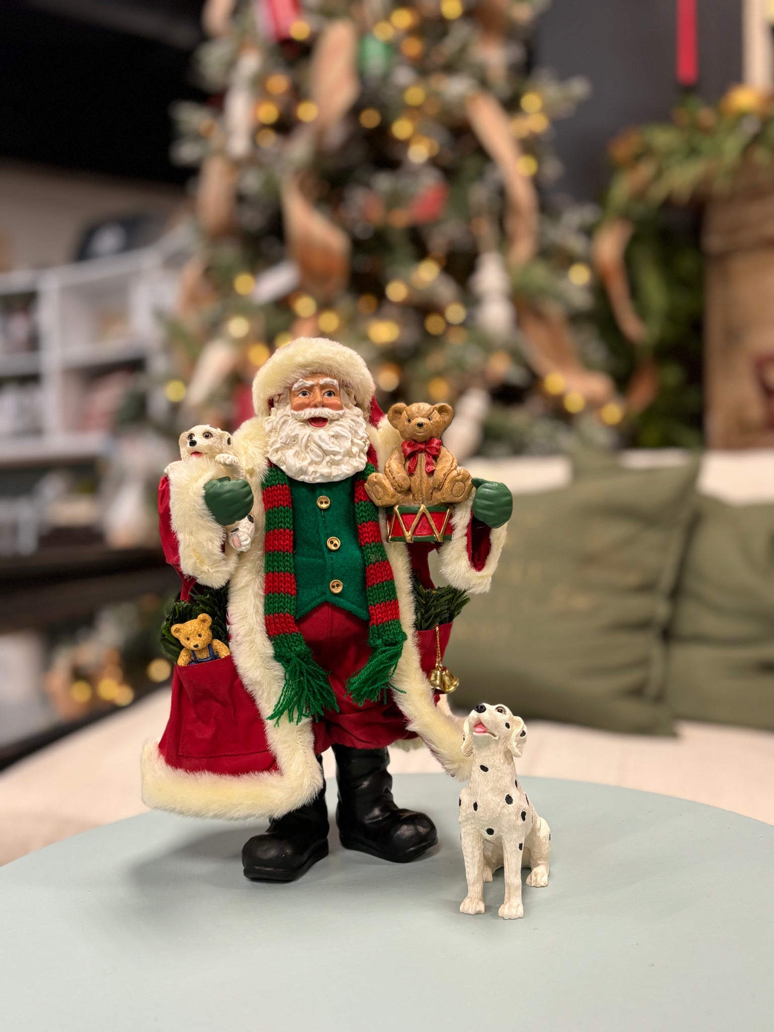 Vintage Santa with Dalmatian Pups