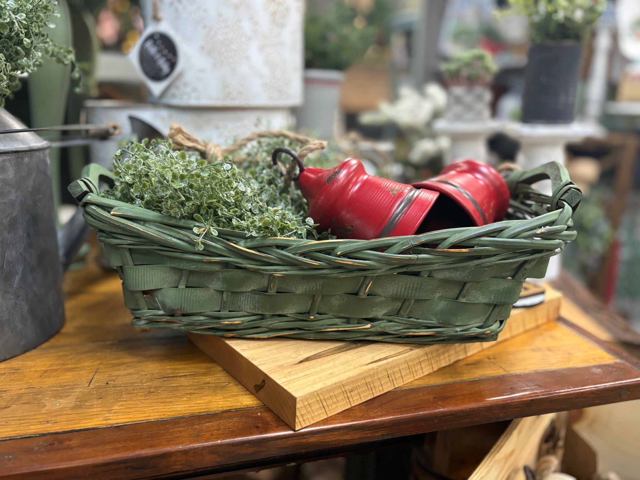 Green Distressed Basket