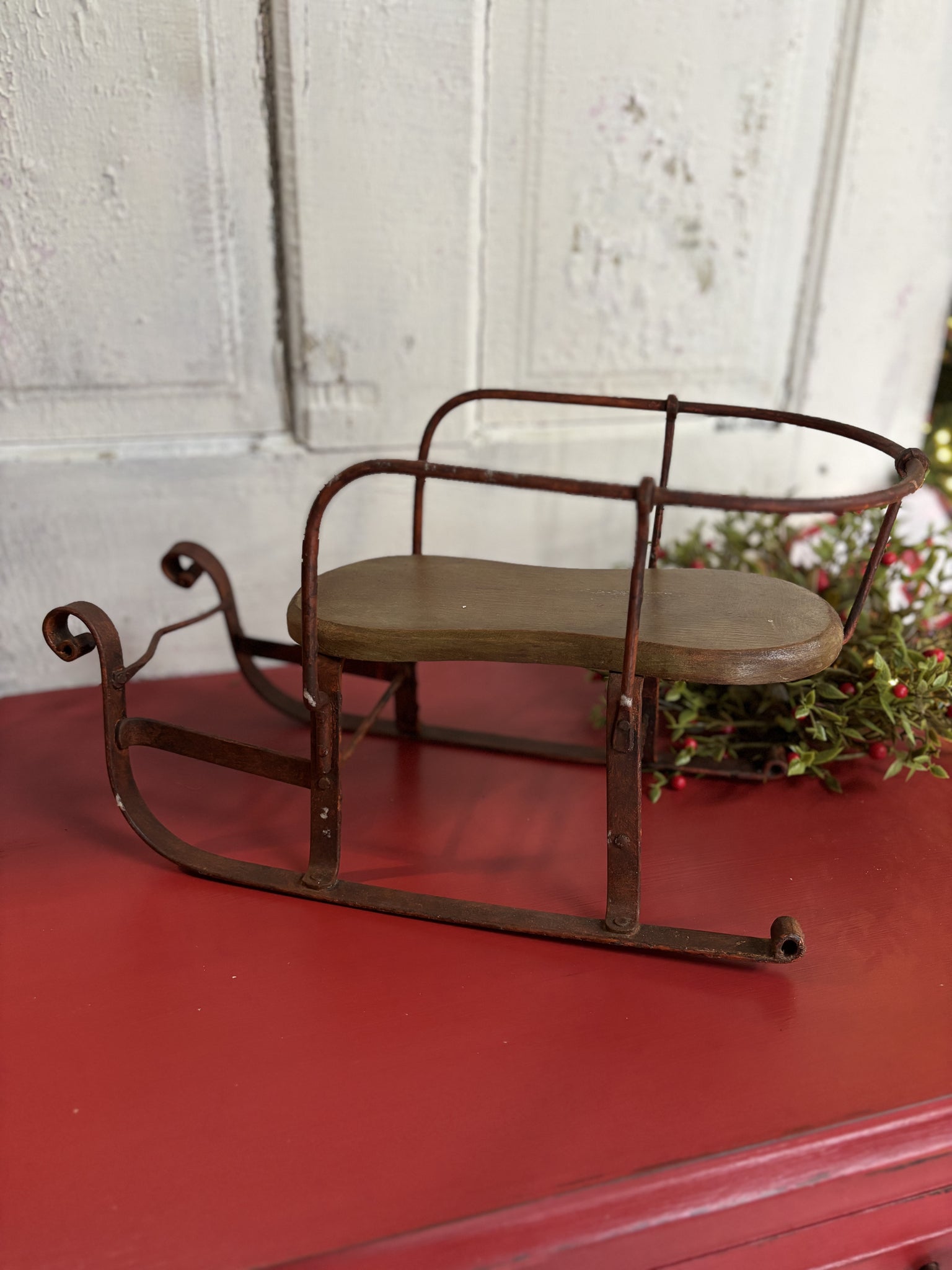 Vintage Metal Sleigh Decor