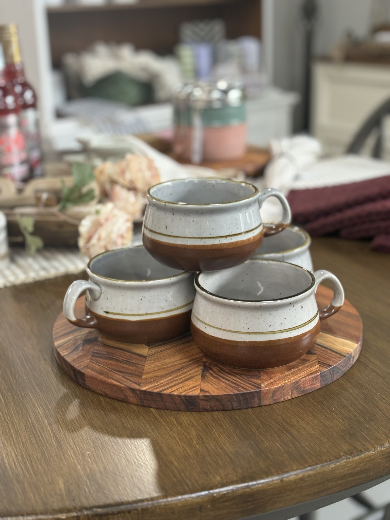 Set of 4 | Vintage Speckled Mug/Soup Bowls