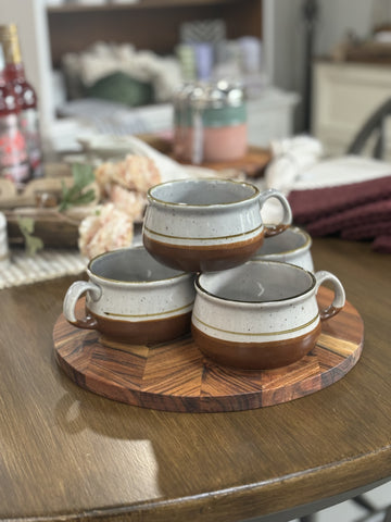 Set of 4 | Vintage Speckled Mug/Soup Bowls